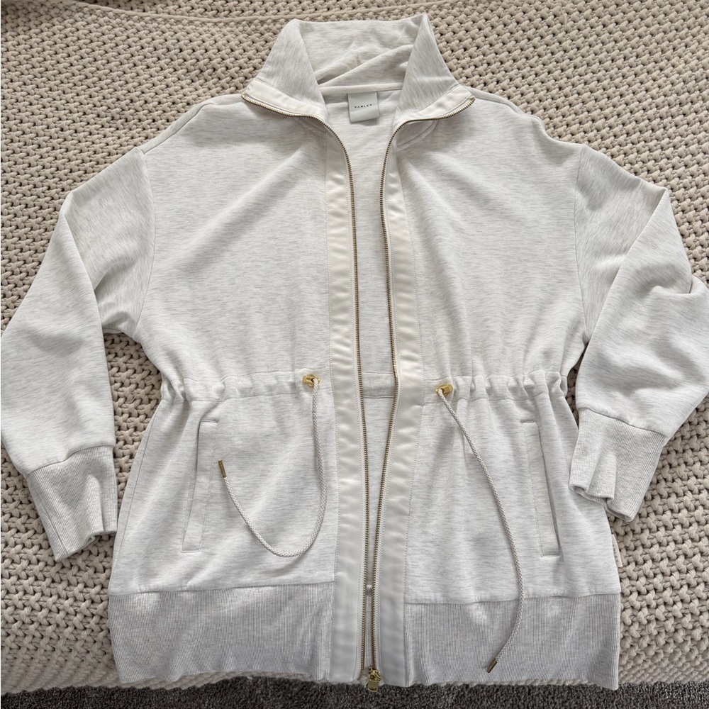 Varley Light Cream Zip Utility Jacket with Drawstring